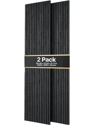 VEVOR Wood Wall Panels, 94.5 x 23.6 inches, Acoustic Slat Panels, Black Oak, Sound Absorbing for Living Rooms, Bedrooms, Offices, Studios, Interior Wall Decor, MDF & PET Construction, Screw Kit, 2-Pack