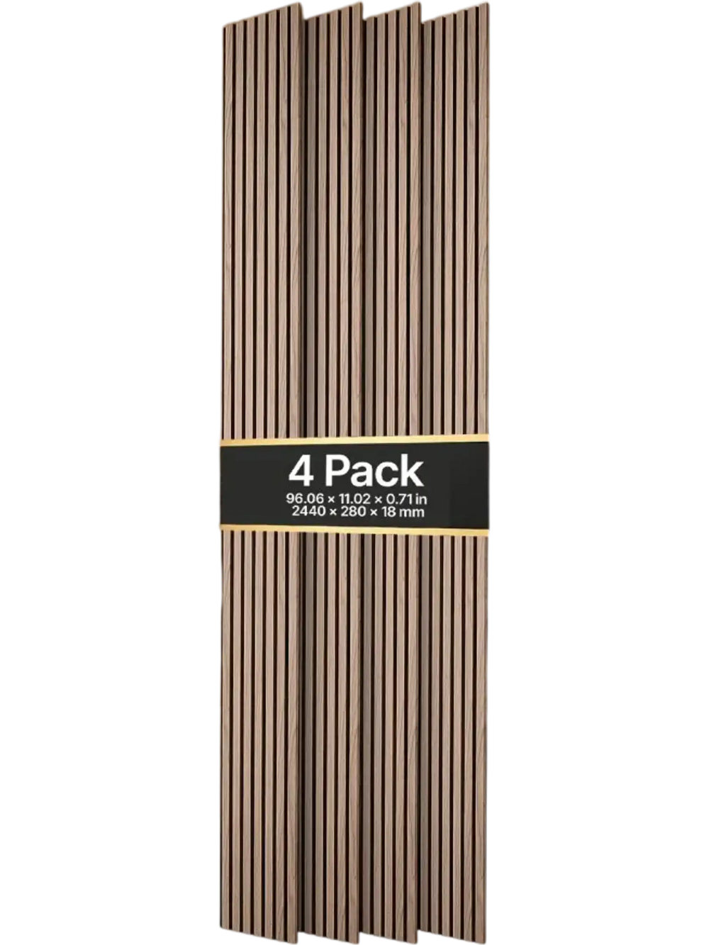 VEVOR Wood Wall Panels, 96.1 x 11 in, Acoustic Slat Panels, Walnut Finish, Sound Absorbing for Living Rooms, Bedrooms, Offices, Studios, Interior Wall Decor, MDF & PET Construction, Screw Kit, 4-Pack