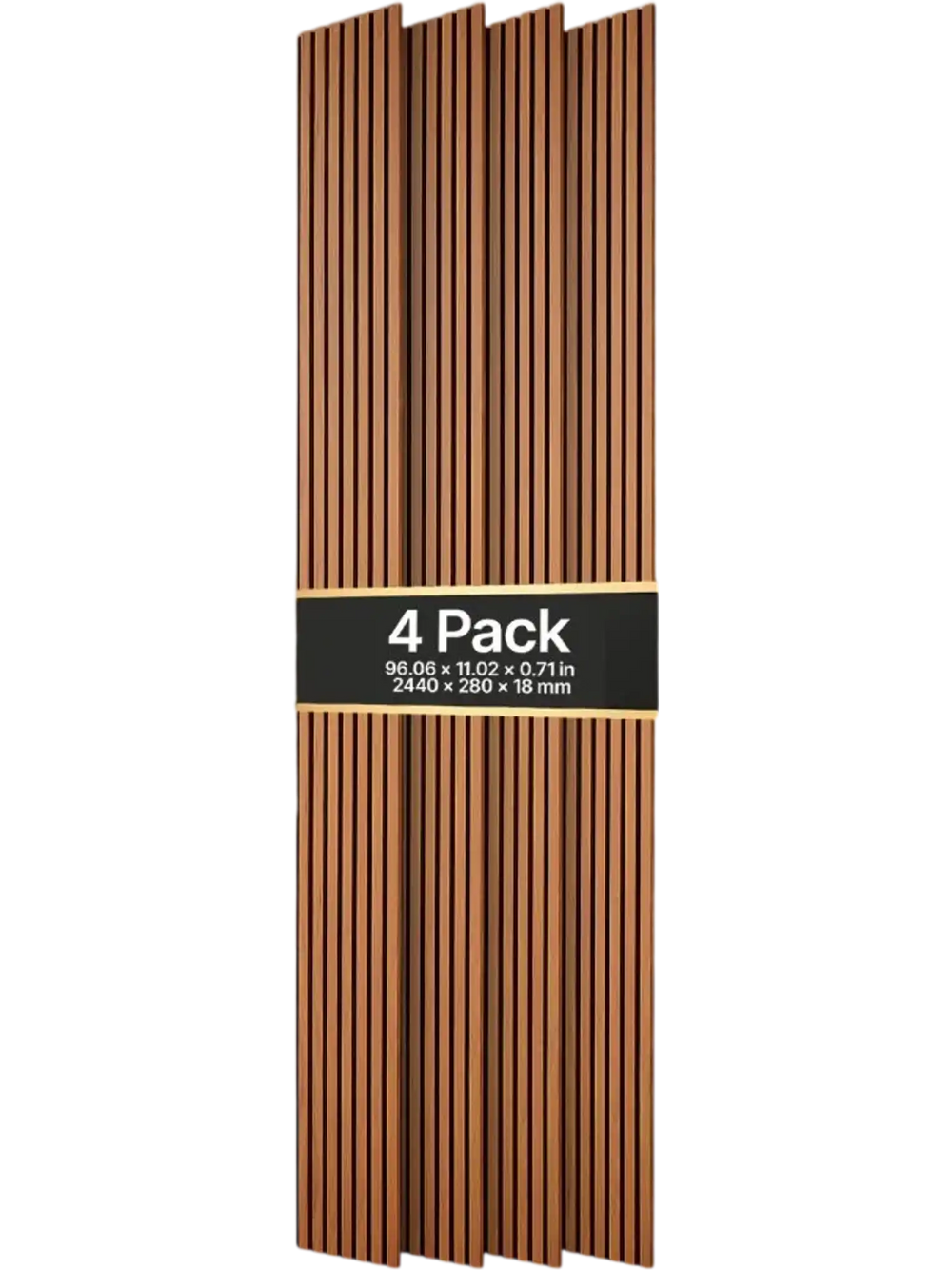 VEVOR Wood Wall Panels, 96.1 x 11 inches, Acoustic Slat Panels, Dark Teak, Sound Absorbing for Living Rooms, Bedrooms, Offices, Studios, Interior Wall Decor, MDF & PET Construction, Screw Kit, 4-Pack