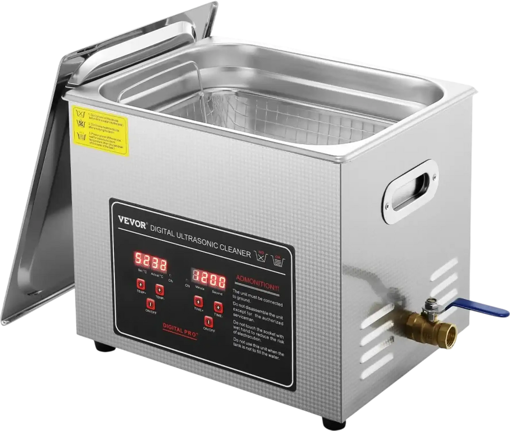VEVOR Ultrasonic Cleaner with Digital Timer & Heater, Professional Ultra Sonic Jewelry Cleaner, Stainless Steel Heated Cleaning Machine for Glasses Watch Rings Small Parts Circuit Board (10L)