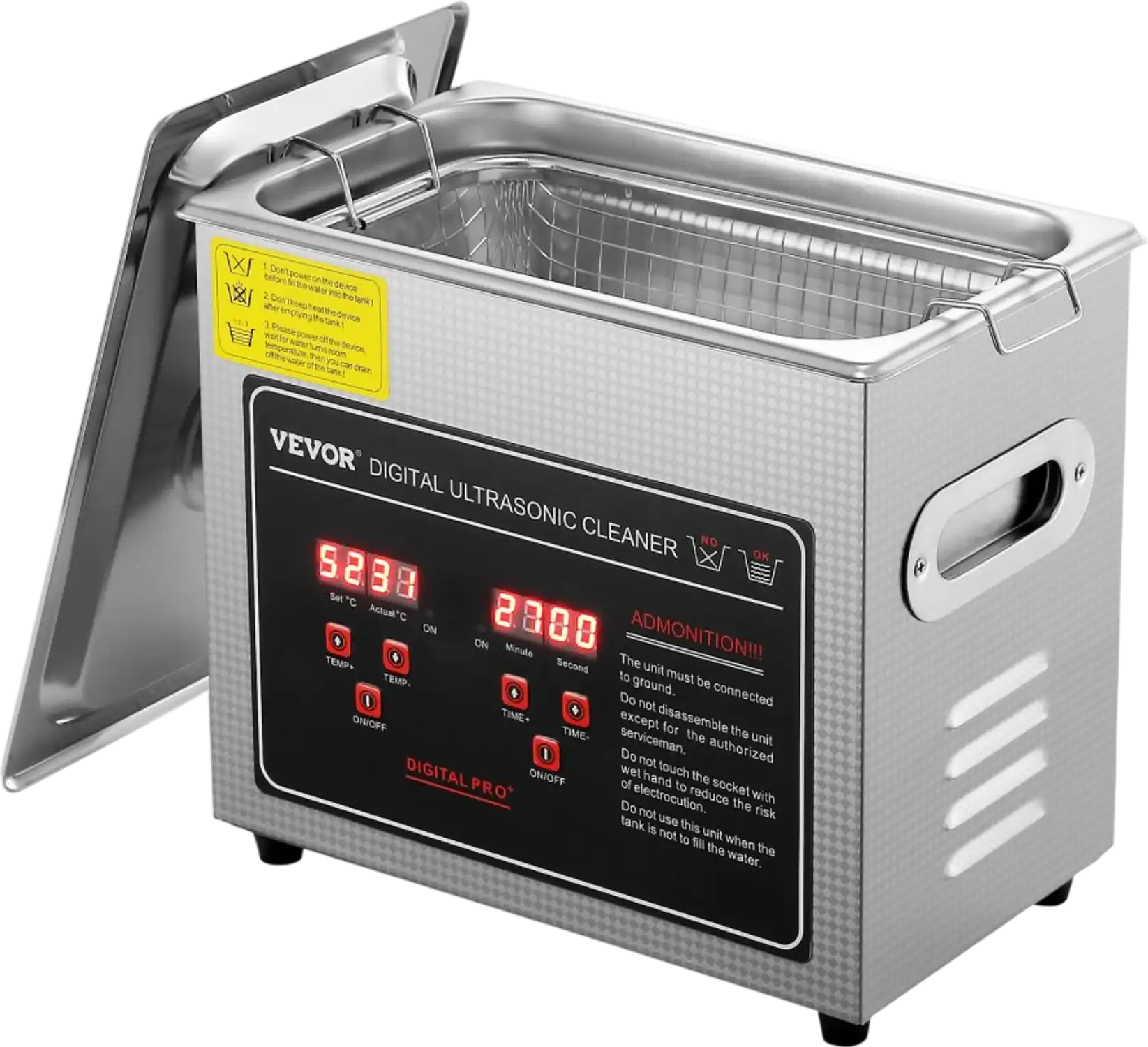 Vevor Ultrasonic Cleaner Digital Timer & Heater Stainless Steel 3L New