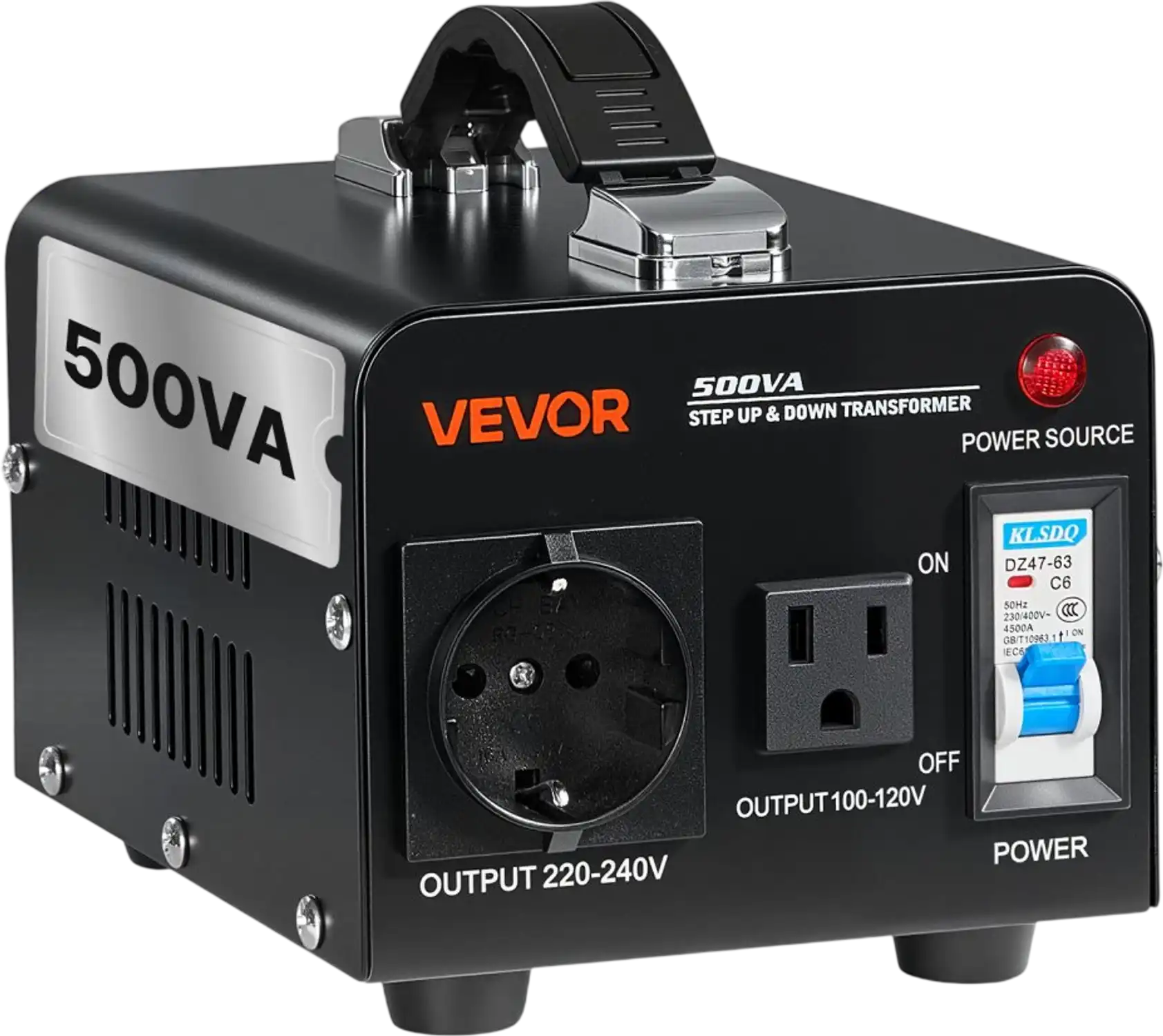 Vevor Voltage Converter Transformer 500VA Step Up/Down 110V to 220V and 220V to 110V New