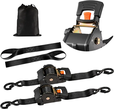 VEVOR Retractable Ratchet Straps, 2 in x 10 ft, Tie Down Straps with S Hooks, 3033 lbs Break Strength, 2 Soft Loops, Tie Down Ratcheting for Moving, Trailers, Motorcycles, Kayaks, Car Roof, 2 Pack