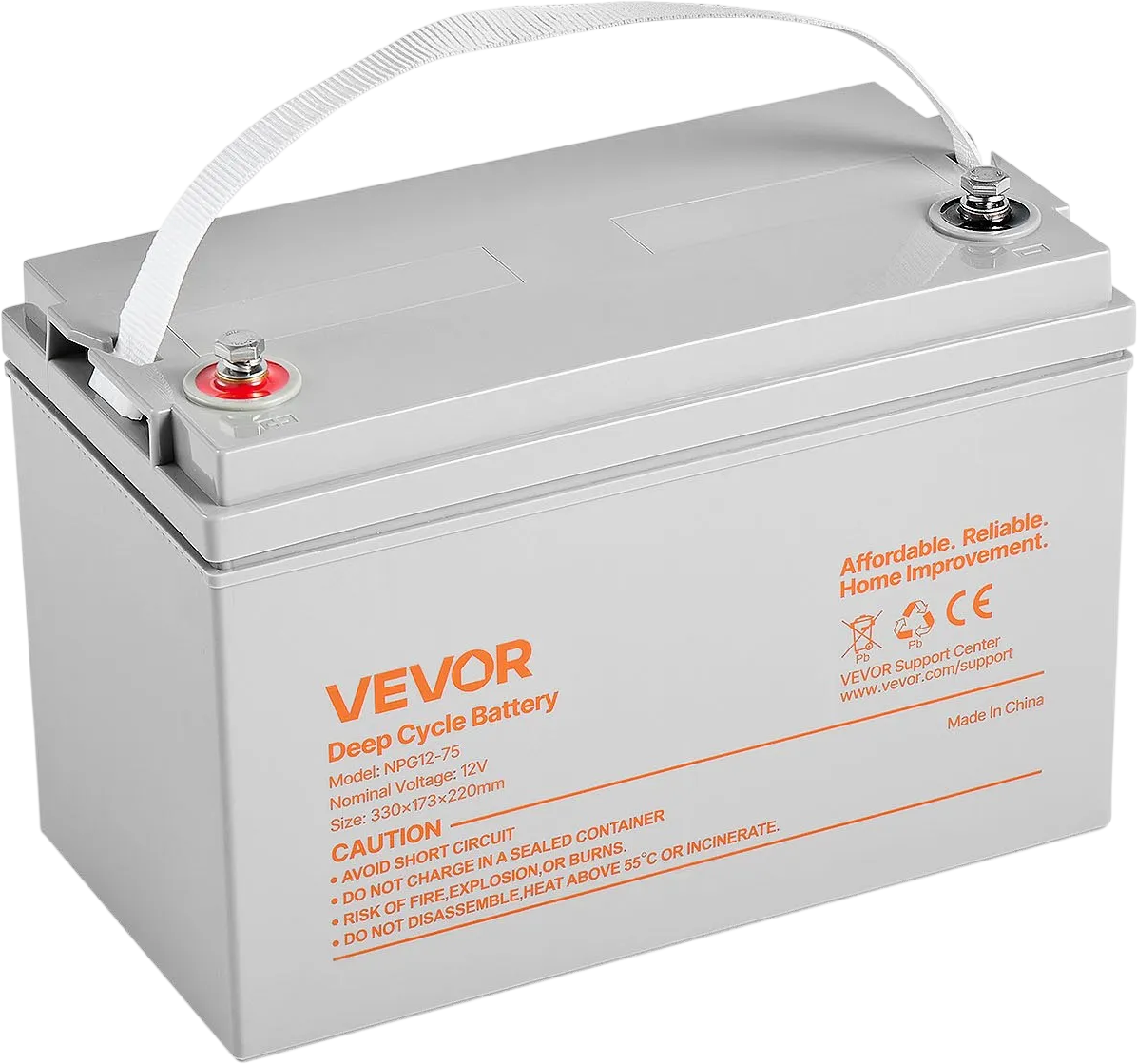 Vevor Deep Cycle Battery 12V 75Ah Lead Acid AGM Technology New
