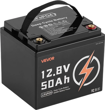 VEVOR 12V 50Ah LiFePO4 Battery, Up to 15000 Cycles, Deep Cycle Lithium Iron Phosphate Battery with Built-in BMS, Low Temperature Protection, 10 Years Lifetime, for Solar Off-Grid Home Energy Storage