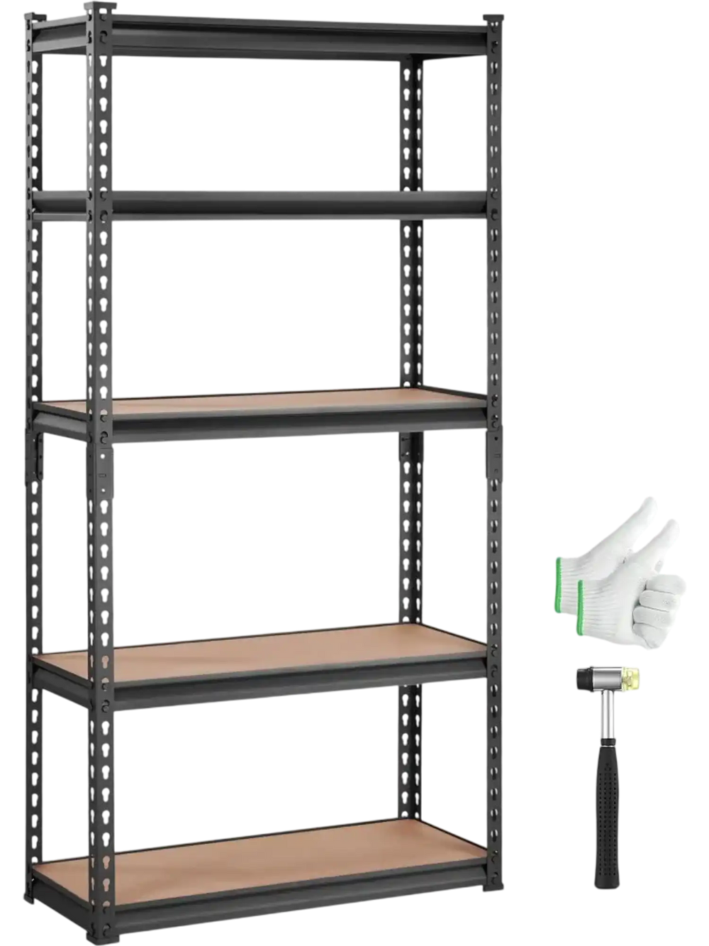 VEVOR Storage Shelving Unit, 5-Tier Adjustable, 2000 lbs Capacity, Heavy Duty Garage Shelves Metal Organizer Utility Rack, Black, 30" L x 12" W x 60" H for Kitchen Pantry Basement Bathroom Laundry