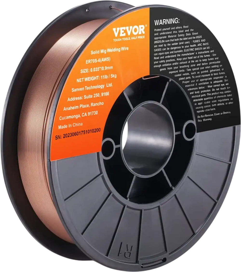 VEVOR Solid MIG Welding Wire, ER70S-6 0.035-inch 11LBS with Low Splatter and High Levels of Deoxidizers for All Position Gas Welding