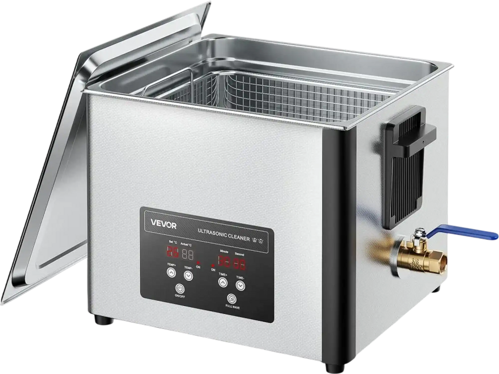 VEVOR 15L Ultrasonic Cleaner, Professional Ultrasonic Cleaner Machine with Cleaning Basket & Digital Display, 240W Stainless Steel 40kHz Industrial Cleaning Machine for Parts, Carburetors, Instruments