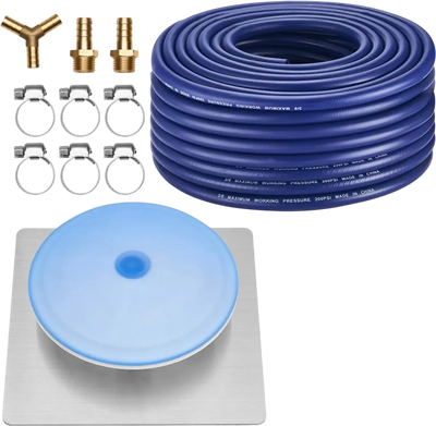 VEVOR Pond Aerator Air Diffuser & 3/8 in Self Sinking Aeration Hose Kit, 8in Silicone Lake Aeration Diffuser with 100ft Flexible Pond Aerator Hose Kit for Ponds Lakes Water Gardens