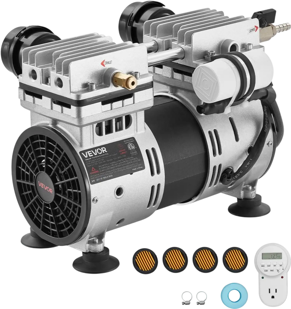VEVOR Pond Aerator, 6.7CFM 1 HP Air Compressor, Lake Aerator for Ponds up to 3 Acres, Overheat Protection & Anti-Backflow Valve, 745W Powerful Motor, Pond Aeration Pump for Water Oxygen Circulation