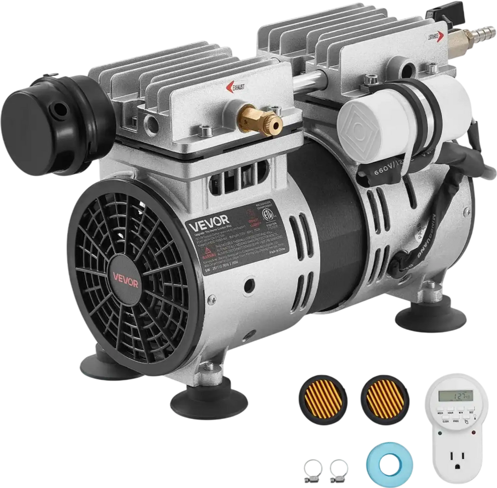 VEVOR Pond Aerator,5.2CFM 3/4 HP Air Compressor, Lake Aerator for Ponds up to 3 Acres, Overheat Protection & Anti-Backflow Valve, 550W Powerful Motor, Pond Aeration Pump for Water Oxygen Circulation