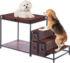 VEVOR Pet Bunk Bed with Stairs, Dog/Cat Window Perch with Storage, Multi-Level Bed Window Perch Dog Bedside Sleeper Couch, Pet Seat Platform for Medium Size Pet, Indoor Use (Dark Brown)
