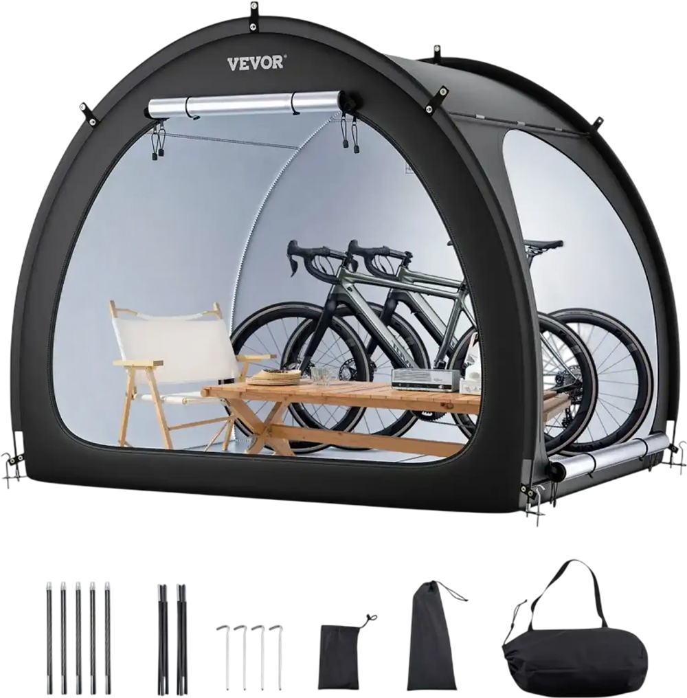 VEVOR Bike Storage Tent, 4 to 5 Bikes, Outdoor Spacious Bike Storage Tent with Ventilated Window, Waterproof Fan-Shaped Bike Tent with High Strength Fiberglass & Double Door, Fit for Bicycle