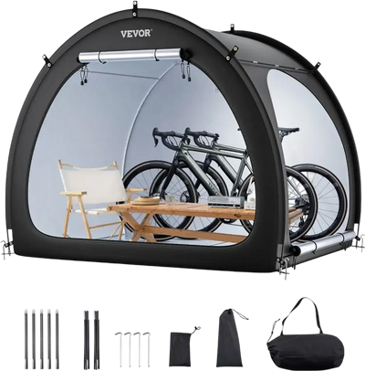 VEVOR Bike Storage Tent, 4 to 5 Bikes, Outdoor Spacious Bike Storage Tent with Ventilated Window, Waterproof Fan-Shaped Bike Tent with High Strength Fiberglass & Double Door, Fit for Bicycle