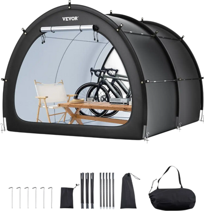 VEVOR Bike Storage Tent, 5+ Bikes, Outdoor Spacious Bike Storage Tent with Ventilated Window, Waterproof Fan-Shaped Bike Tent with High Strength Fiberglass & Dual Zippers, Fit for Bicycle