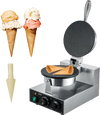 VEVOR Electric Ice Cream Cone Maker, Commercial 1230W Waffle Cone Machine, Non-Stick Stainless Steel Egg Roll Mold, with Temperature and Time Control, Handle, for Restaurant Bakery Snack Bar Family