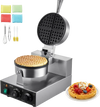 VEVOR Commercial Waffle Maker, 1230W Round Waffle Baker Machine, Non-Stick Stainless Steel Belgian Waffle Iron with Temperature and Time Control, Handle, for Restaurant Bakery Snack Bar Family