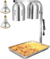 VEVOR Food Heat Lamp, 500W Bulbs, Commercial Food Warmer Light, Electric Stainless Steel French Fry Heating Lamp, Free-standing, Catering Food Warming Equipment for Kitchen Buffet Restaurant, Silver