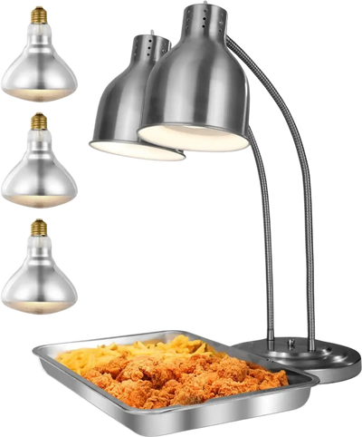 Vevor Food Heat Lamp 500W 2-Head Commercial Warmer New
