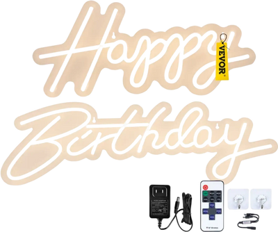 VEVOR Happy Birthday Neon Sign, 16.5