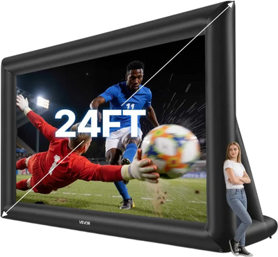 VEVOR Inflatable Movie Screen, 24 ft Outdoor Inflatable Projection Screen with Portable Storage Bag, Front/Rear Projection, Easy Set Up, Blow Up Screen for Outdoor Backyard Movie Night, Theme Parties