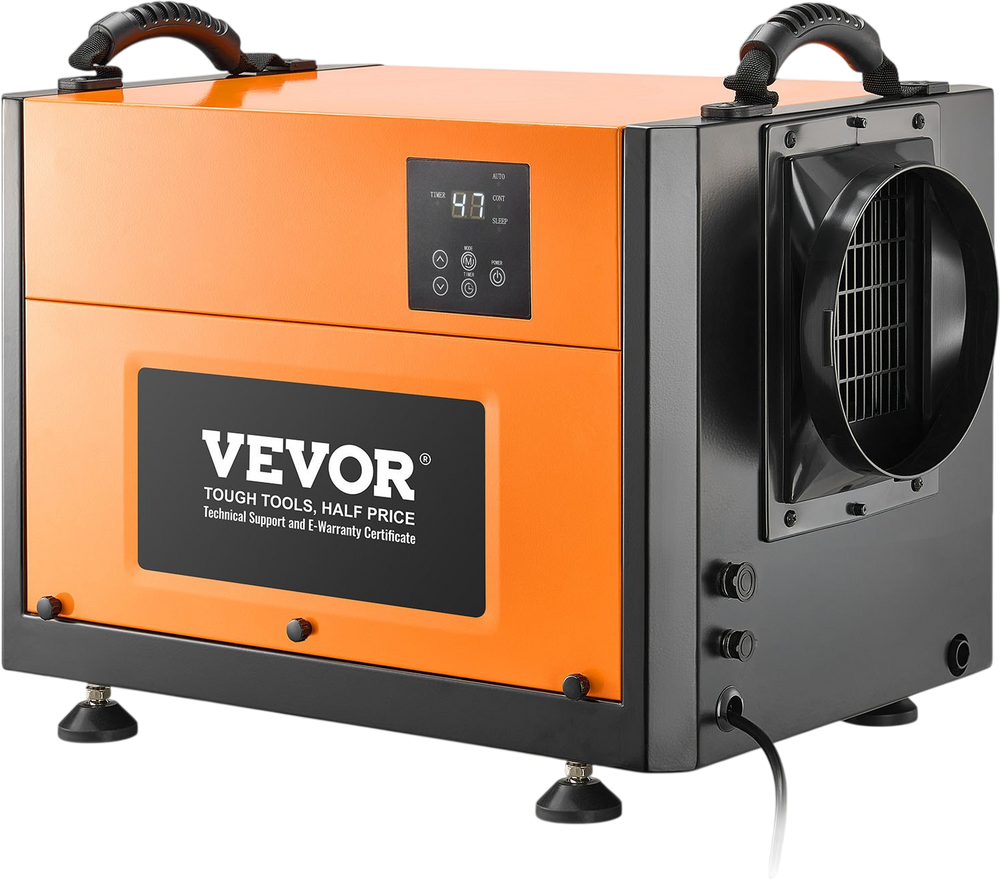 VEVOR 125 Pints Commercial Dehumidifier with Drain Hose, Portable Crawl Space Dehumidifiers for Basement Storage Room Industrial Grade, Auto Defrost/Drainage, Heavy-duty Galvanized Steel, LED Indicate