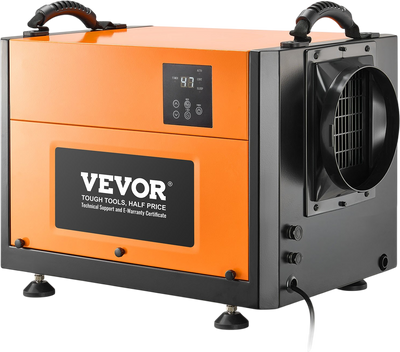 VEVOR 125 Pints Commercial Dehumidifier with Drain Hose, Portable Crawl Space Dehumidifiers for Basement Storage Room Industrial Grade, Auto Defrost/Drainage, Heavy-duty Galvanized Steel, LED Indicate
