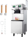 VEVOR Commercial Ice Cream Machine, 34-44L/H Yield, Dual-Compressor Freestanding Soft Serve Ice Cream Maker with 2*10L Hoppers & 3 Flavors, Pre-Cooling Puffing Low-Mix Alert for Snack Dessert Shops