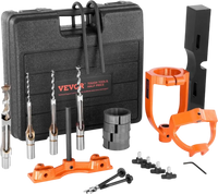 VEVOR Mortising Attachment for Drill Press, 4 Model Drills Square Hole Chisel Set, Bench Drill Locator Set Mortise and Tenon Tools with 5 Bushings, for Woodworking Mortising Tenoning Drilling Machine