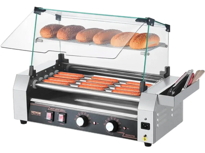 Vevor Hot Dog Roller 12 Hot Dog 5-Roller Stainless Steel Grill Cooker with Square Lid New