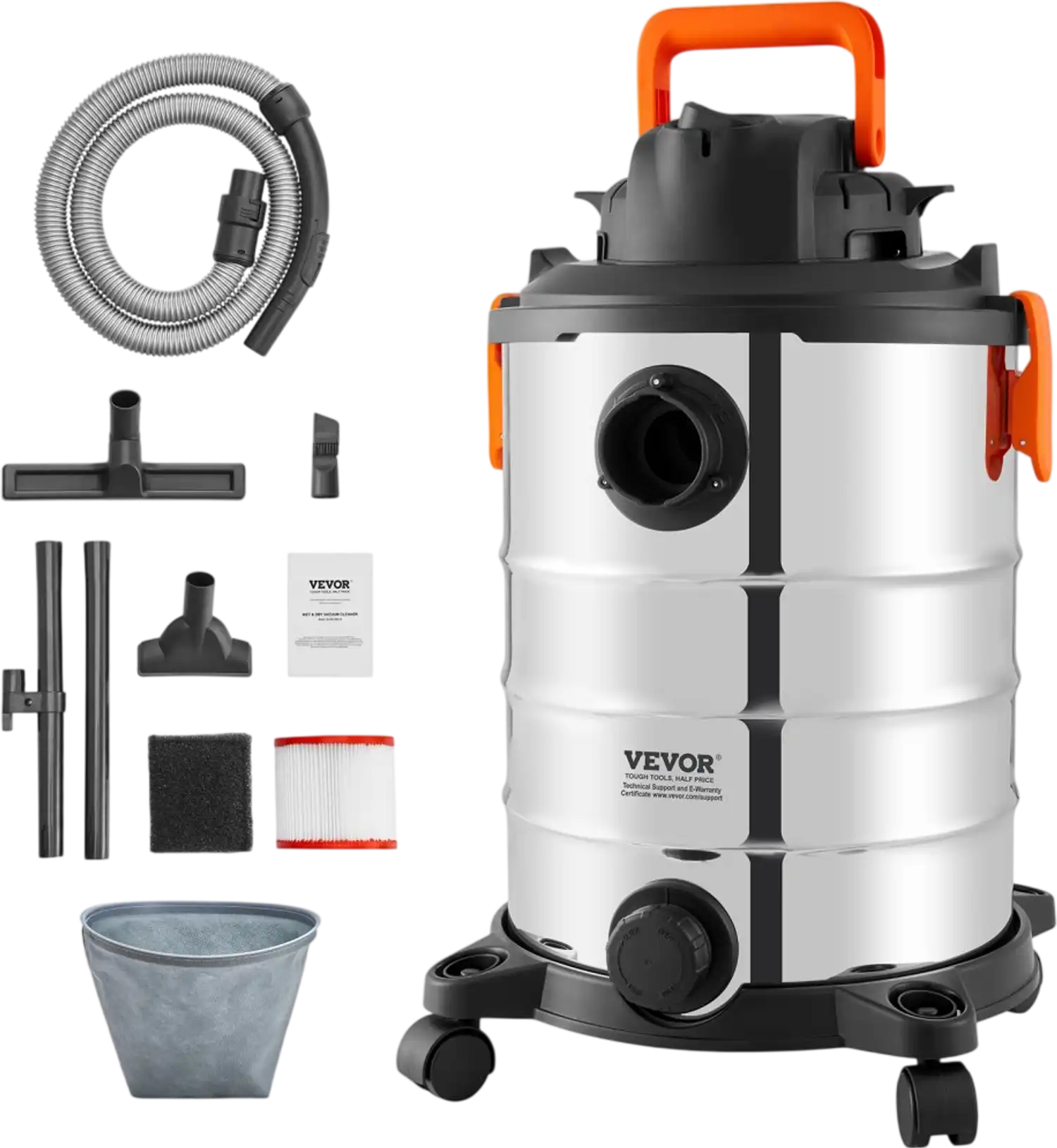 Vevor Shop Vacuum Stainless Steel Wet Dry 8 Gallon 6 Peak HP with Blower Function New