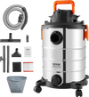 VEVOR Stainless Steel Wet Dry Shop Vacuum, 8 Gallon 6 Peak HP Wet/Dry Vac, Powerful Suction with Blower Function w/ Attachment 2-in-1 Crevice Nozzle, Small Shop Vac Perfect for Carpet Debris, Pet Hair