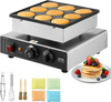VEVOR Dutch Pancake Maker, 9PCS 76mm Diameter Dorayaki Baker Machine, 850W Commercial Electric Poffertjes Grill, Non-stick Stainless Steel, Temp & Time Control, for Home Kitchen Restaurant Snack Bar