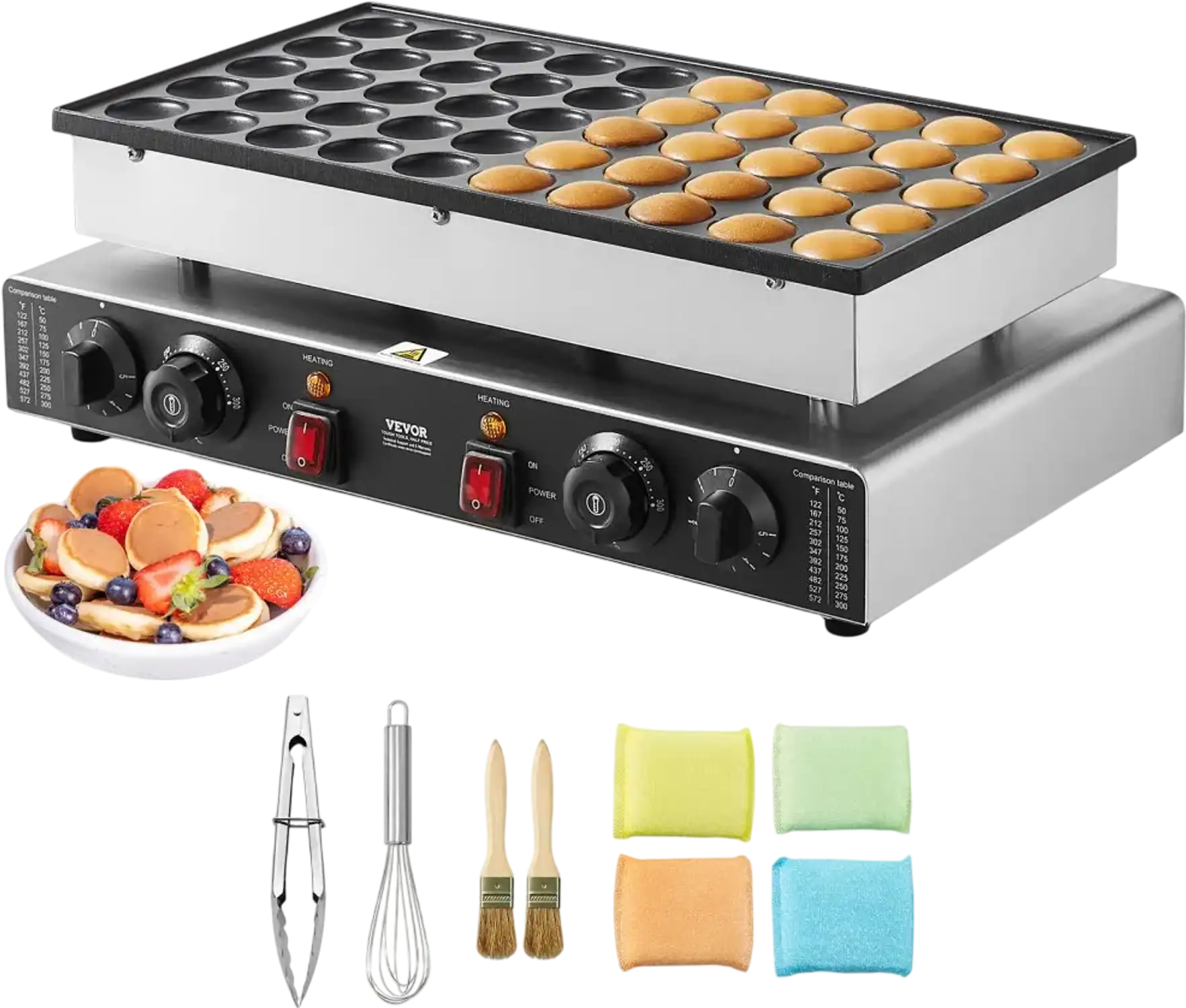 Vevor Pancake Maker Mini Dutch 50-Pc 43 mm Commercial Dorayaki Baker 1700W New
