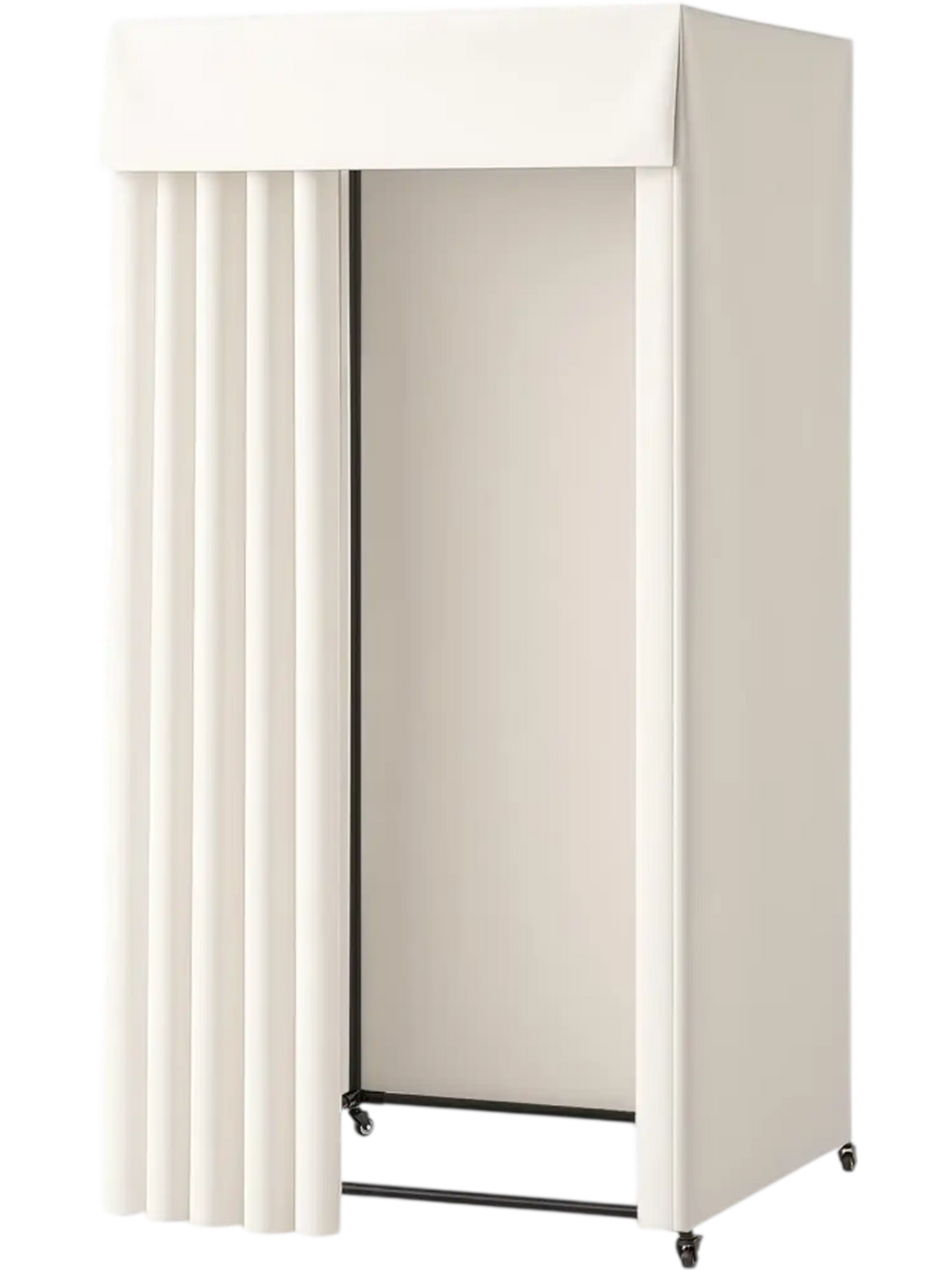 VEVOR Fitting Room, Moveable Dressing Room with Thick Curtains, Privacy Space with Casters and a Sturdy Metal Hook, for Boutique, Mall, Tailor's Store & Outdoor (39 x 39 x 81 in, Black and Beige)