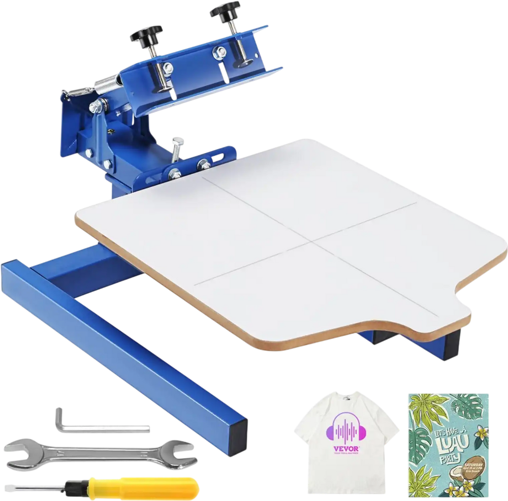 VEVOR Screen Printing Machine, 1 Color 1 Station Silk Screen Printing Press, 21.2x17.7in Screen Printing Press, Double-layer Positioning Pallet, Adjustable Tension for T-shirt DIY Printing