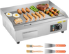 VEVOR Commercial Electric Griddle, 21.06 x 11.81 inch, 3200W, 122-570°F Adjustable Temp Control, Stainless Steel Body, Full Flat, with 2 Spatulas, 2 Brushes, and 4 Foot Pads, for Steak, Pancake