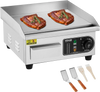 VEVOR Commercial Electric Griddle, 1700W Countertop Flat Top Grill, 122℉-572 ℉ Adjustable Temp, 14.17 x 11.81 x 0.39in Stainless Steel Griddle Grill with 2 Shovels and 2 Brushes for Home or Restaurant