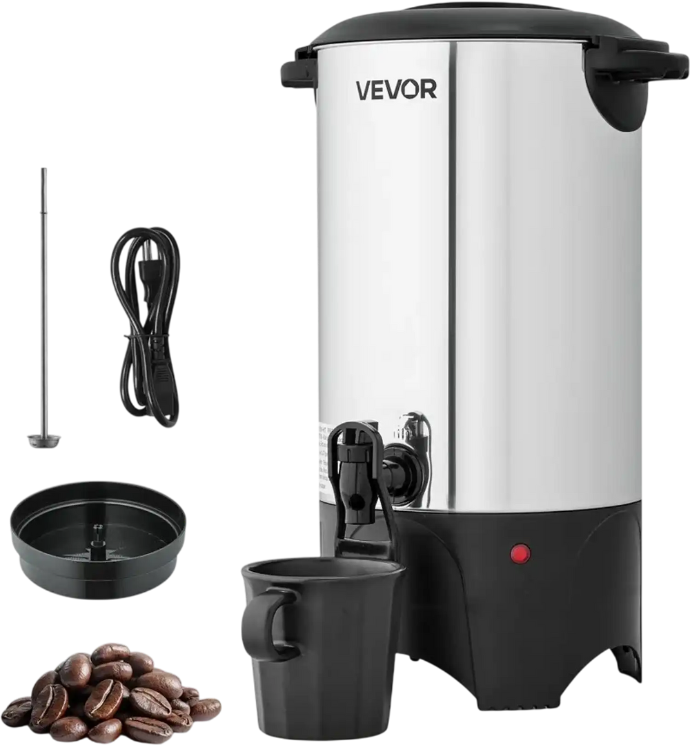 VEVOR Commercial Coffee Urn, 40 Cup 6 L Hot Beverage Dispenser with Dripless Faucet, Quick-Brewing Commercial Coffee Maker, with Stainless Steel Liner, for Catering, Business, Church & Restaurant