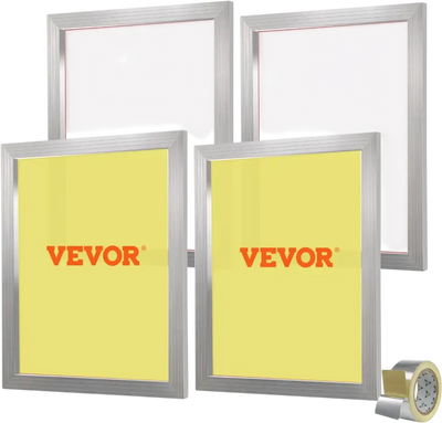 VEVOR Screen Printing Kit, 4 Pieces Aluminum Silk Screen Printing Frames, 20x24inch Silk Screen Printing Frame with 355 Count Mesh, High Tension Nylon Mesh and Sealing Tape for T-shirts DIY Printing