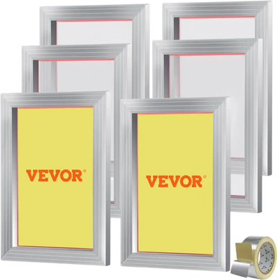 VEVOR Screen Printing Kit, 6 Pieces Aluminum Silk Screen Printing Frames, 10x14inch Silk Screen Printing Frame with 110 Count Mesh, High Tension Nylon Mesh and Sealing Tape for T-shirts DIY Printing
