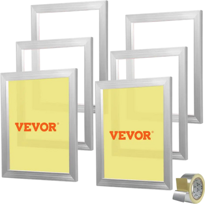 VEVOR Screen Printing Kit, 6 Pieces Aluminum Silk Screen Printing Frames, 16x20inch Silk Screen Printing Frame with 110 Count Mesh, High Tension Nylon Mesh and Sealing Tape for T-shirts DIY Printing