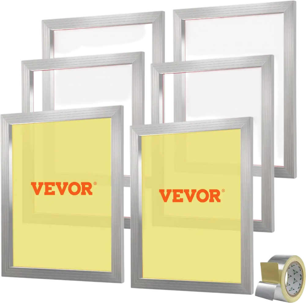 VEVOR Screen Printing Kit, 6 Pieces Aluminum Silk Screen Printing Frames, 20x24inch Silk Screen Printing Frame with 110 Count Mesh, High Tension Nylon Mesh and Sealing Tape for T-shirts DIY Printing
