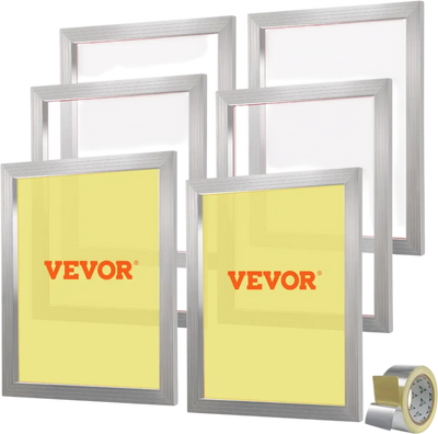 VEVOR Screen Printing Kit, 6 Pieces Aluminum Silk Screen Printing Frames, 20x24inch Silk Screen Printing Frame with 110 Count Mesh, High Tension Nylon Mesh and Sealing Tape for T-shirts DIY Printing