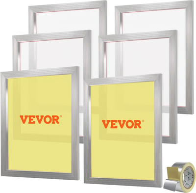 VEVOR Screen Printing Kit, 6 Pieces Aluminum Silk Screen Printing Frames, 20x24inch Silk Screen Printing Frame with 160 Count Mesh, High Tension Nylon Mesh and Sealing Tape for T-shirts DIY Printing
