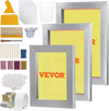 VEVOR Screen Printing Kit, 3 PCS Aluminum Silk Screen Printing Frames, 5 Glitters and Screen Printing Squeegees and Transparency Films, 6x10/8x12/10x14inch 110 Count Mesh,  for DIY T-shirts Printing