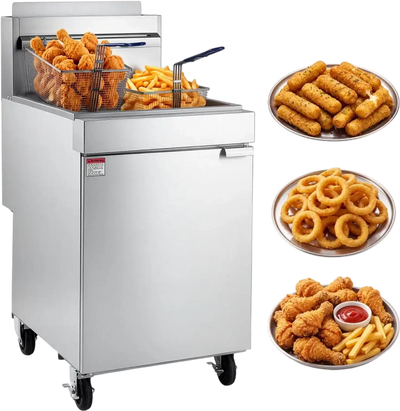 Vevor Deep Fryer Commercial Propane 80 lbs Floor Standing Stainless Steel with 2 Baskets New