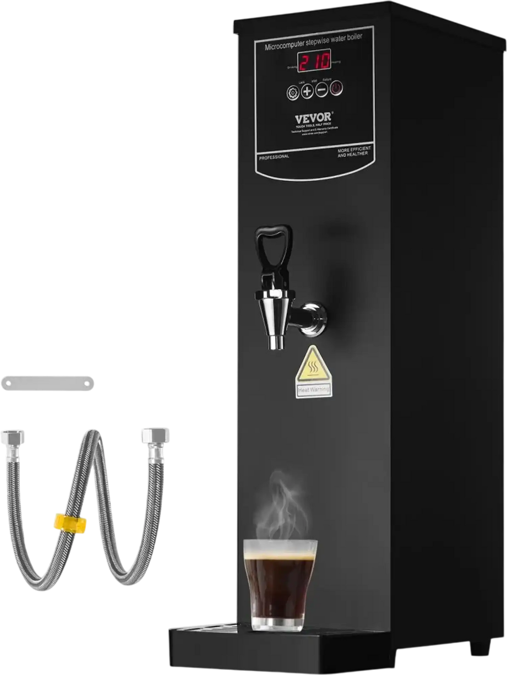 VEVOR Commercial Water Boiler, Electric Hot Water Dispenser with 316 Stainless Steel Heating Tube, 1500W Step-by-step Fast Heating 50L per Hour Hot Water Boiler, for Coffee Tea Restaurant Office