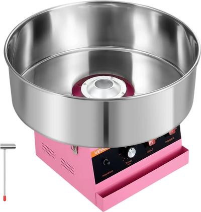 VEVOR Cotton Candy Machine Commercial 1000W Electric Candy Floss Maker Pink, Ideal for Home, Carnival, Birthday, Family Party, Easy Use with 20.5 in Stainless Steel Bowl, Storage Tray and Sugar Scoop