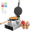 VEVOR Commercial Bubble Waffle Maker, 1400W Egg Pancake Baker Machine, Non-Stick Stainless Steel Egg Bubble Puff, 180° Rotatable, Temp and Time Control, Wooden Handle, for Restaurant Bakery Snack Bar